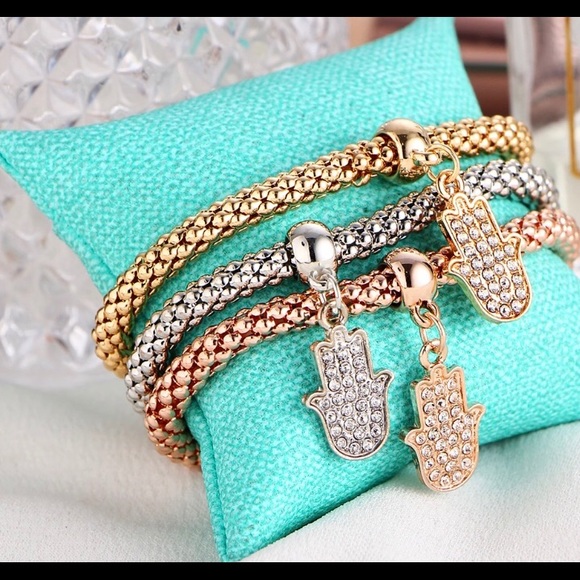 Trio Hamsa Bracelets SET of THREE ✋ Last Set - Picture 2 of 3